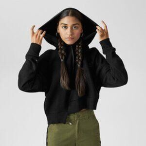 Converse Women's Sweater Knit Cropped Pullover Hoodie  Size XS